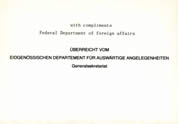 The card with compliments Federal Department of foreign affairs.