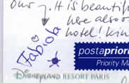 A postcard sent from Disneyland of Paris